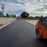 a road with a roller on it